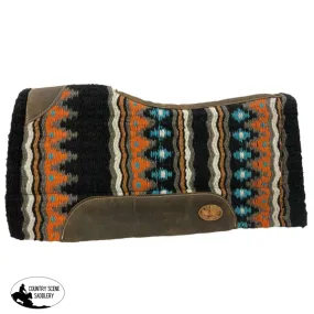 28x30  Barrel  Style Turquoise, Orange and Black colored memory felt bottom saddle pad.