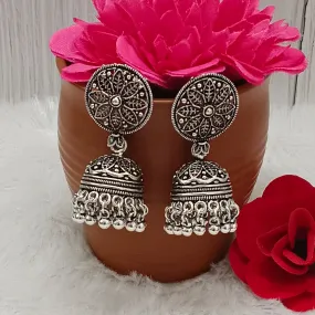 Bhavi Jewels Oxidised Plated Jhumkis Earrings