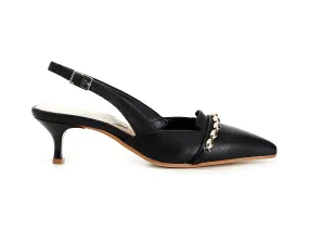 CafèNoir Décolleté Slingback Gioiello Elegante in Pelle