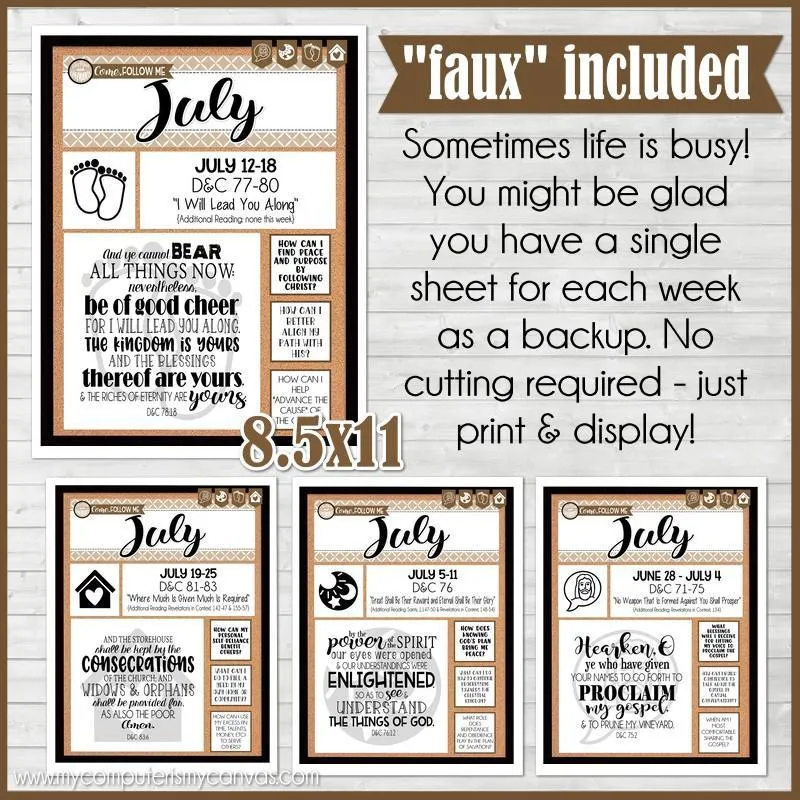 CFM D&C Family Bulletin Board Kit   FAUX Sheets {JULY 2021; neutrals} PRINTABLE