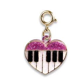 Charm It! Gold Glitter Piano Heart Charm