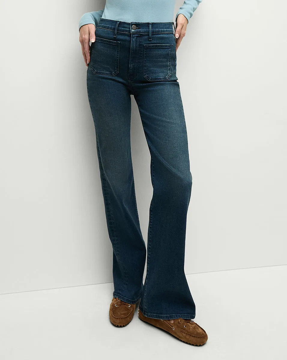 Crosbie Patch-Pocket Slim Wide-Leg Jean