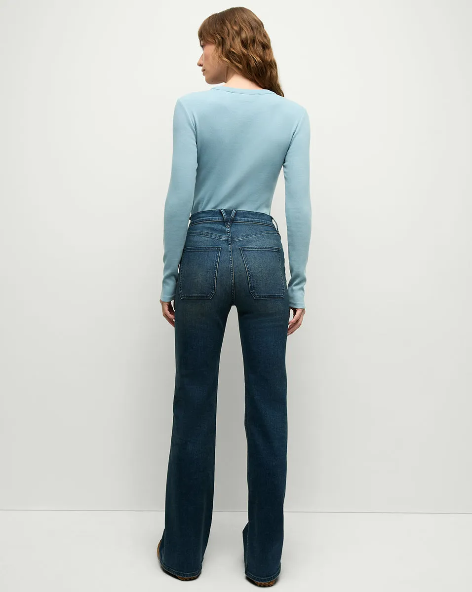 Crosbie Patch-Pocket Slim Wide-Leg Jean