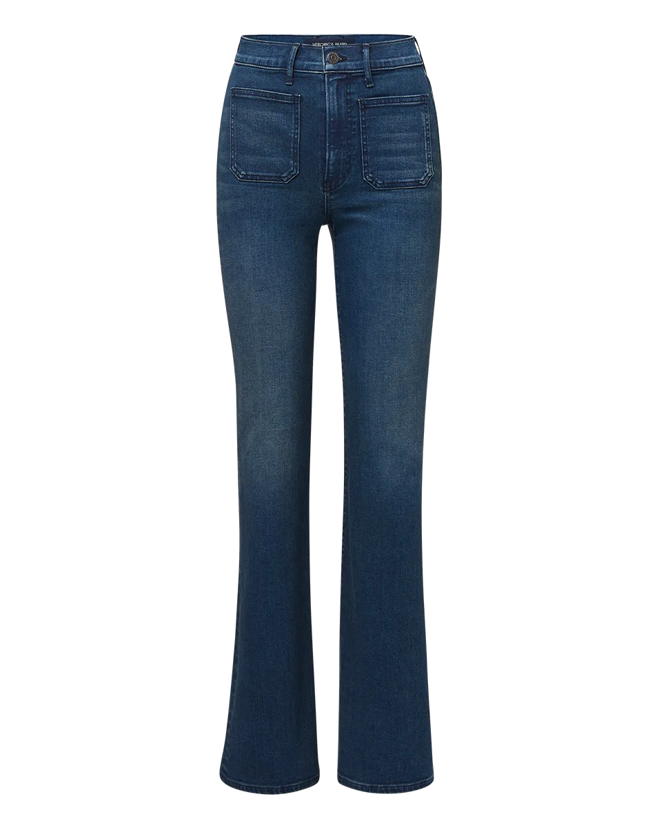 Crosbie Patch-Pocket Slim Wide-Leg Jean