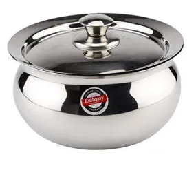 Embassy Minto Pongal Pot/Cook-n-Serve Dish, 1400 ml, Size 1 (Stainless Steel)