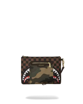 EXTERIOR GOLD ZIP POCKET SHARKS IN PARIS CROSSOVER CLUTCH