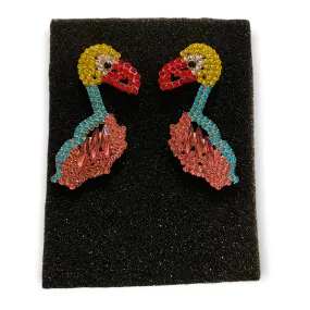 Flamingo Fun Crystal Animal Earrings