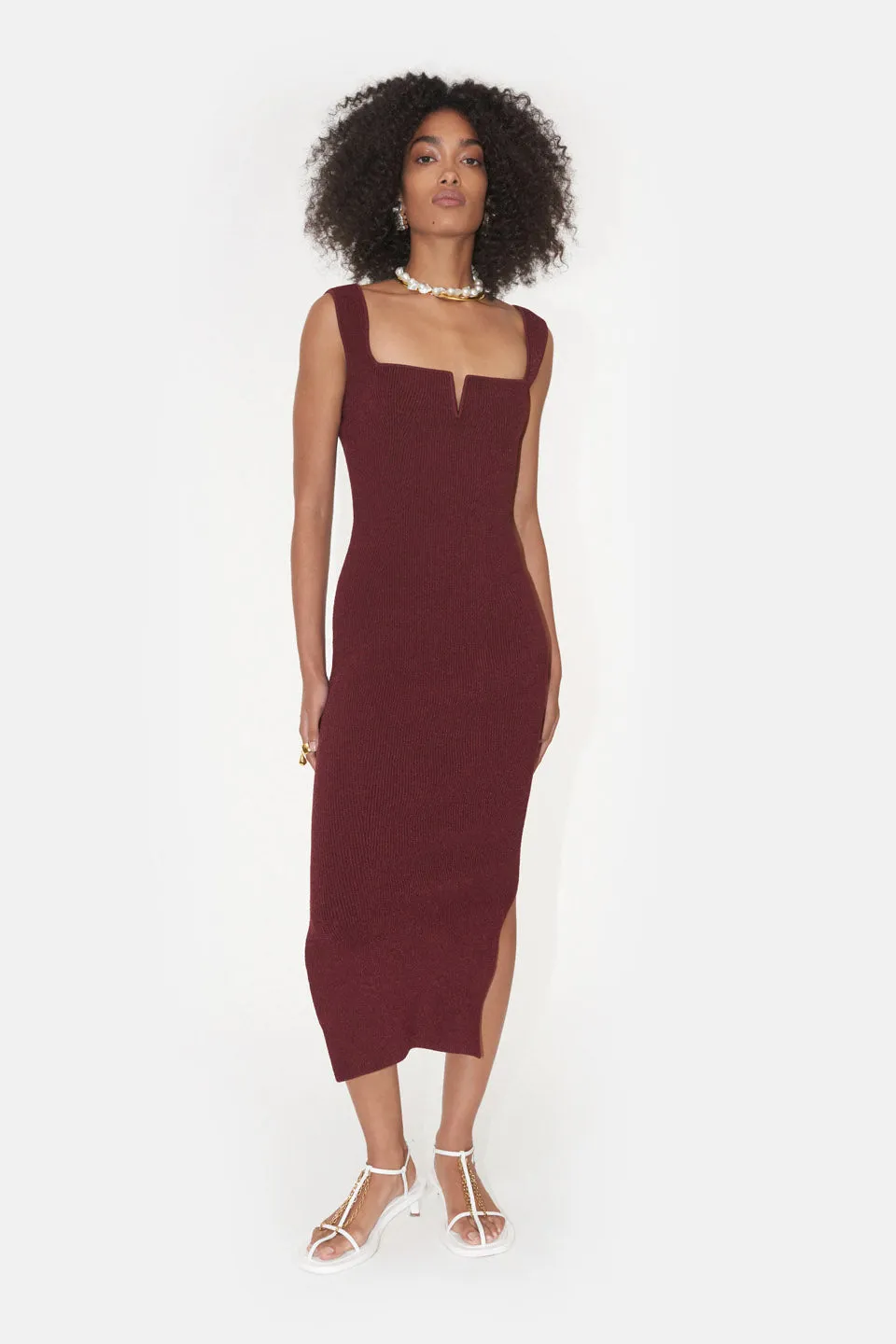 Freya V Back Dress - Rosewood