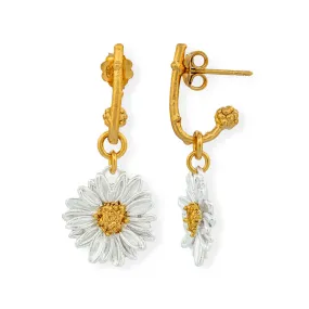 Handmade Gold Plated Silver Daisy Feild Dangle Earrings