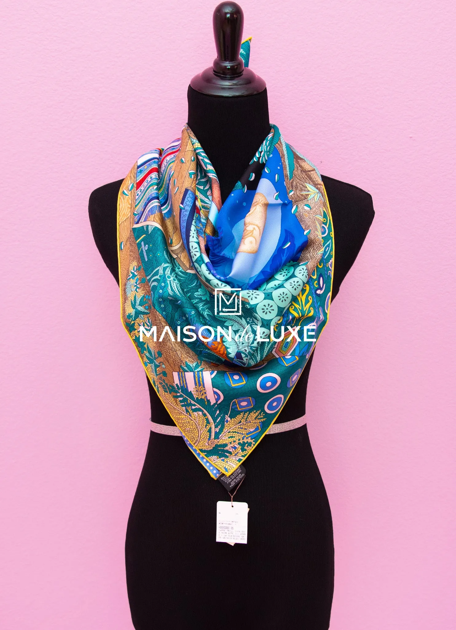 Hermes "Acte III, Scene I, La Clairiere" Blue Twill Silk 90 cm Scarf