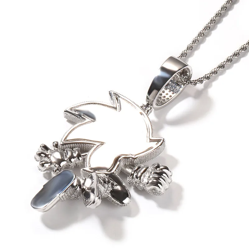 Iced Enamel Sonic Pendant in White Gold