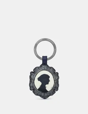 Jane Austen Bookworm Silhouette Navy Leather Keyring