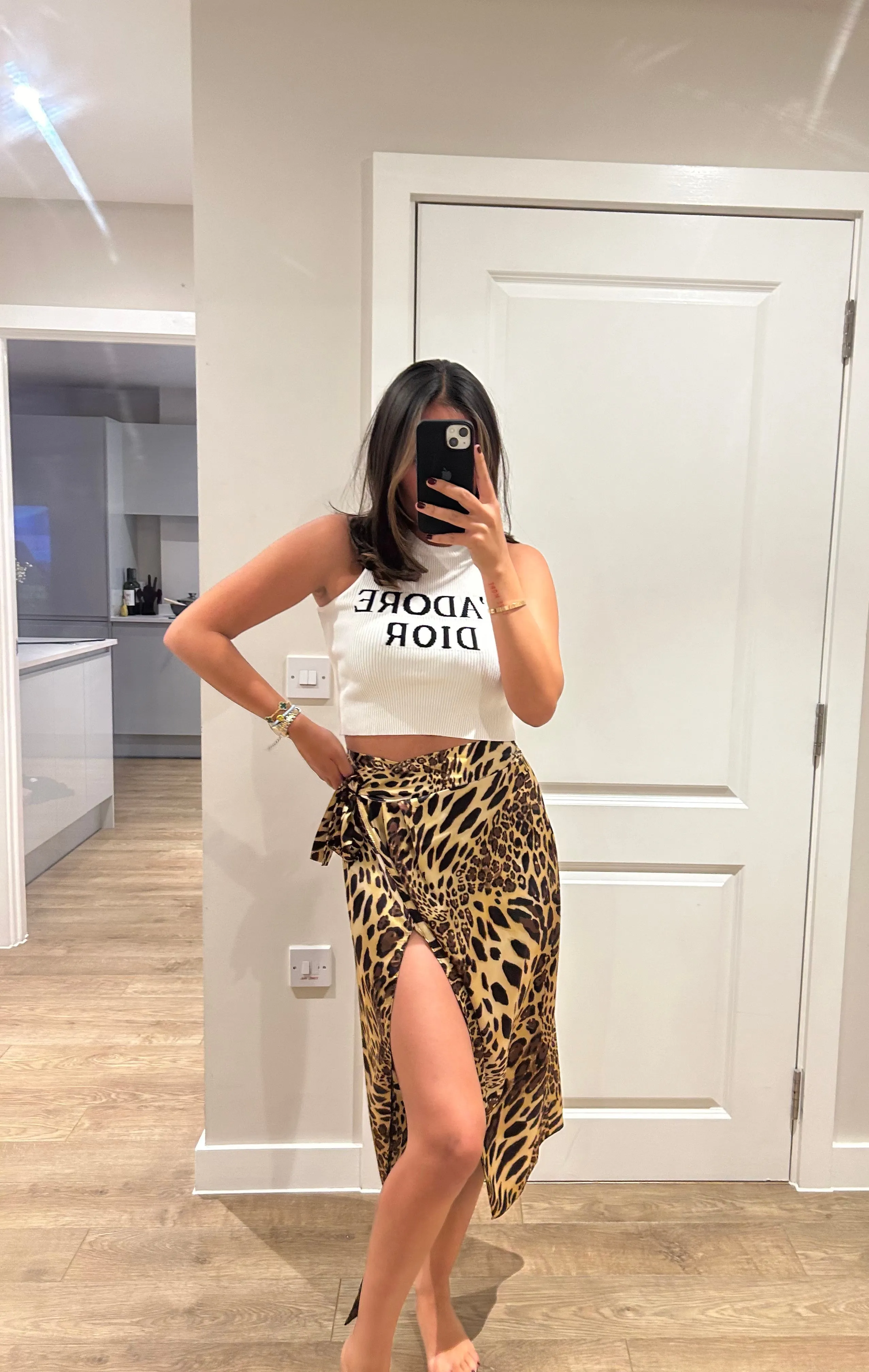 Leopard Satin Wrap Skirt