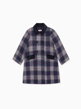 Navy Check Arrieta Girl Coat