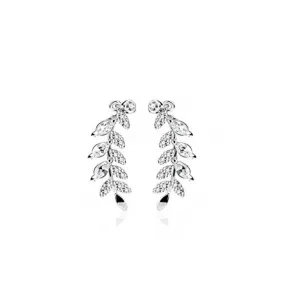 Pair of Marquise Cut CZs and CZ Paved Leaf Prepacked WildKlass Ear Crawler/Ear Climber