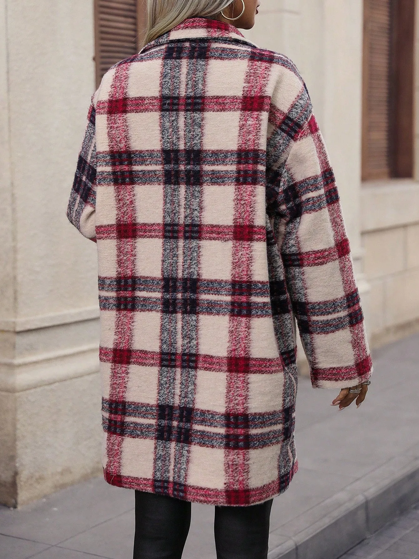 Plaid Print Single Breasted Coat