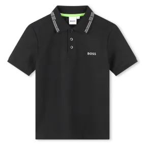 Playera Polo para nios y adolescentes negra Boss