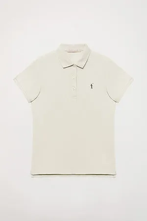 Polo de manga corta piqué beige con logo Rigby Go