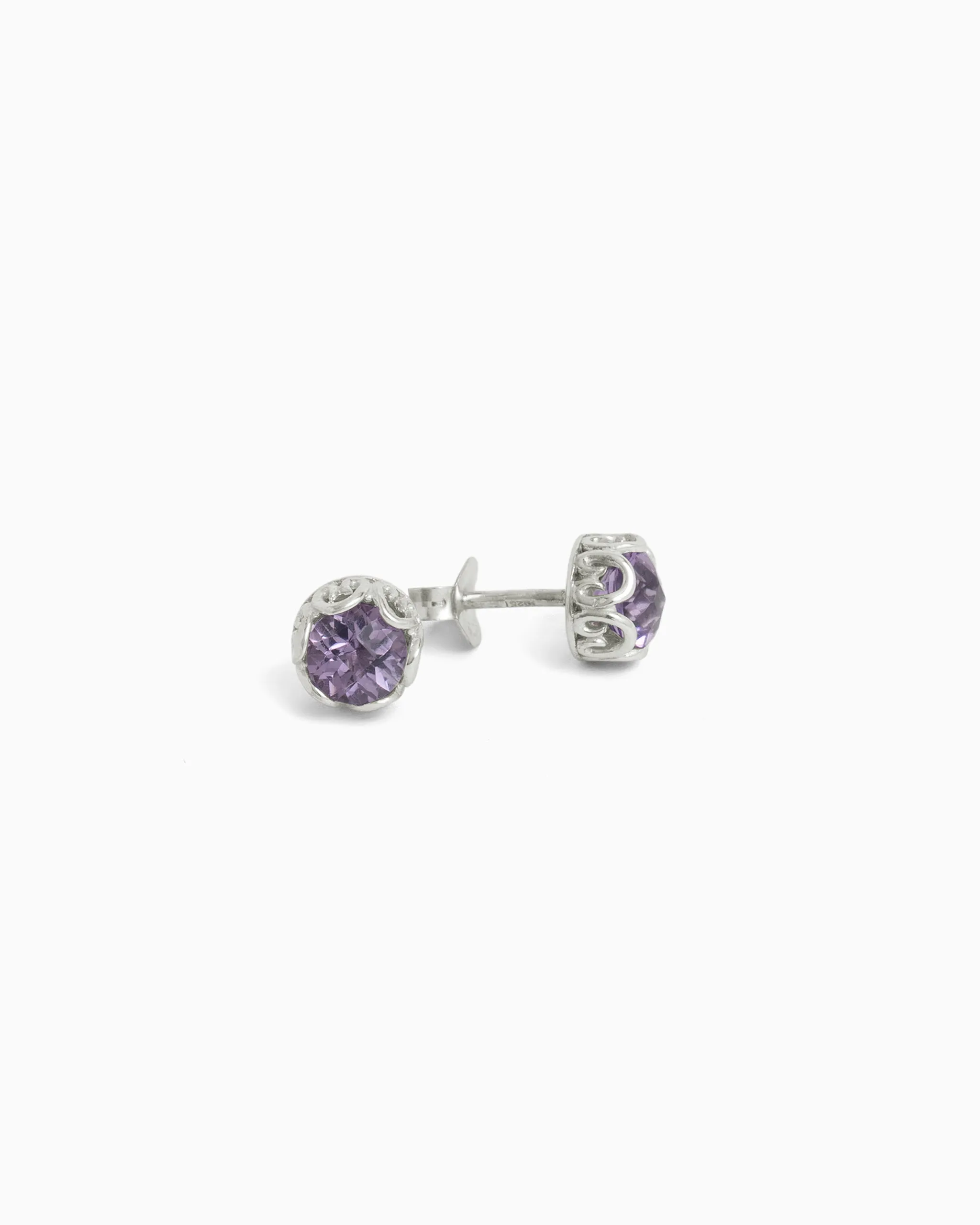 Princess Petroglyph Stone Studs - Amethyst