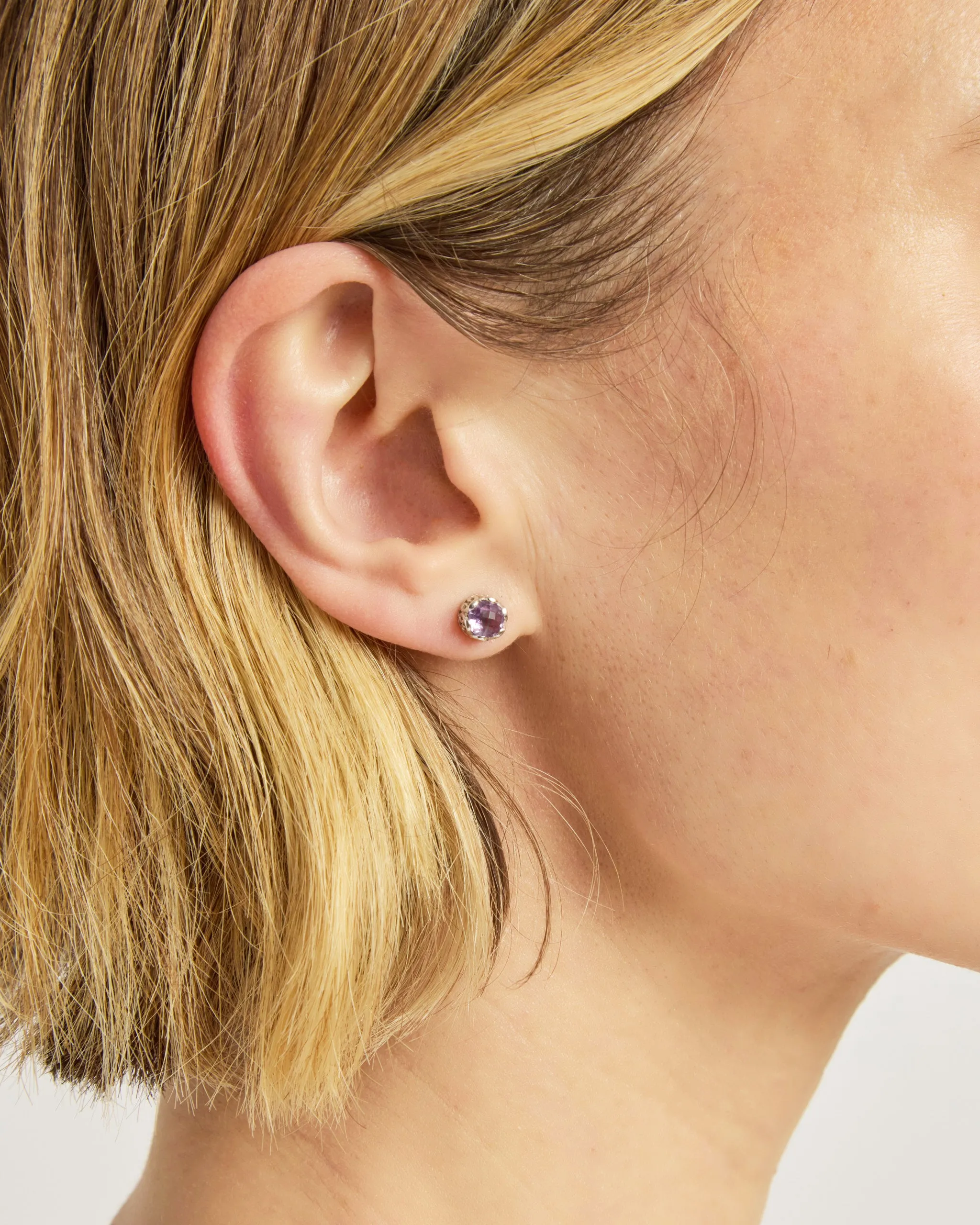 Princess Petroglyph Stone Studs - Amethyst