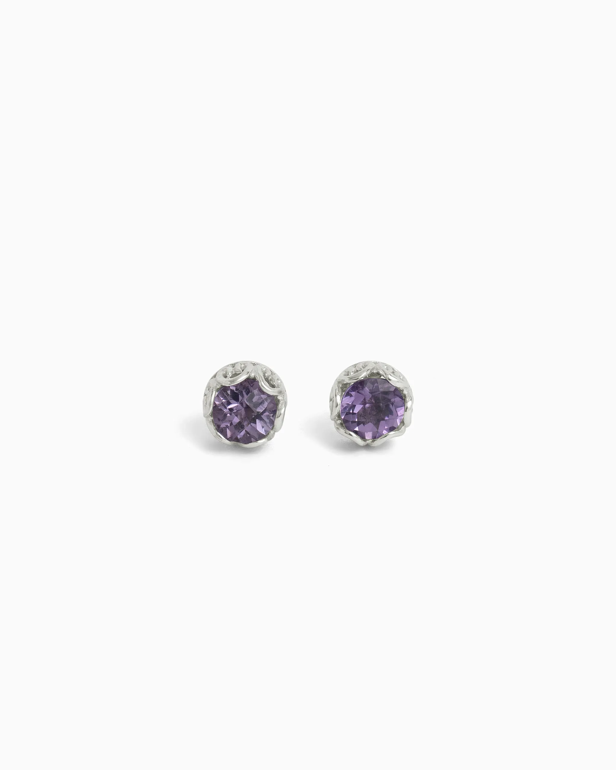 Princess Petroglyph Stone Studs - Amethyst