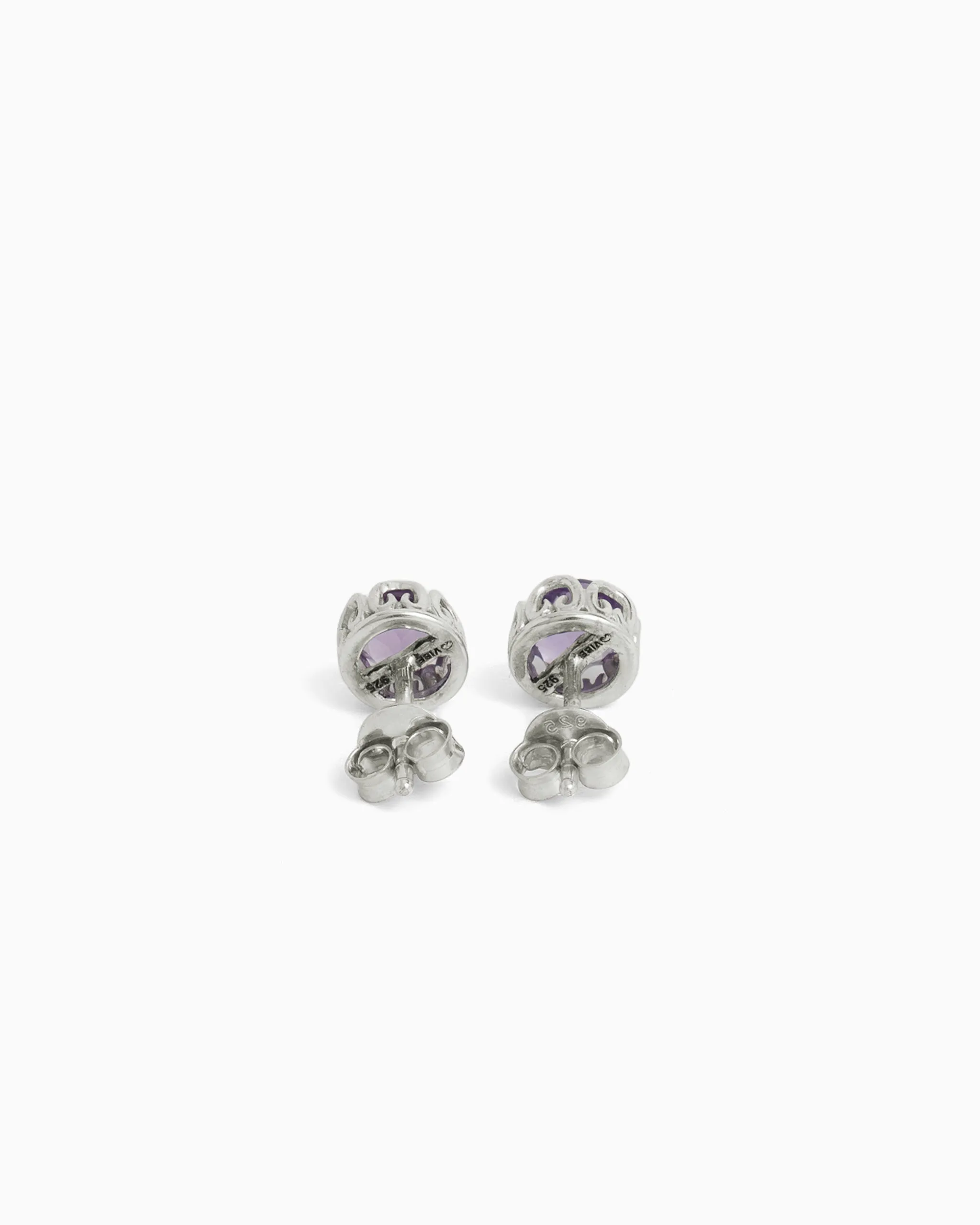 Princess Petroglyph Stone Studs - Amethyst