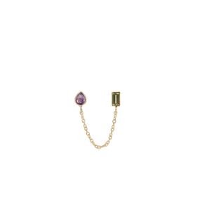 Single Treasure Chain Duo Stud Earring 14K