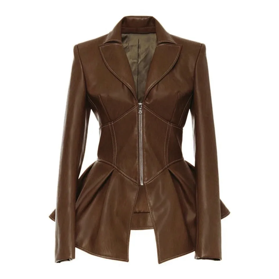 STELLA CORSET FAUX LEATHER BLAZER