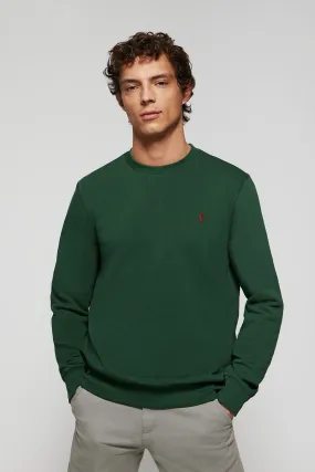 Sudadera básica de cuello redondo verde botella con logo Rigby Go