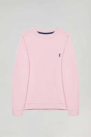 Sudadera básica rosa de cuello redondo y logo Rigby Go