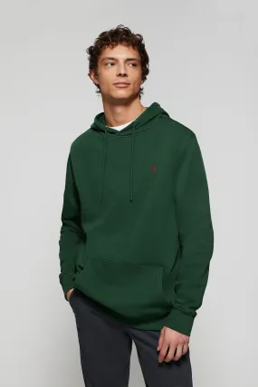 Sudadera con capucha y bolsillos verde botella con logo Rigby Go