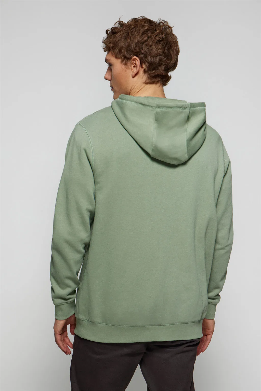 Sudadera con capucha y bolsillos verde jade con logo Rigby Go