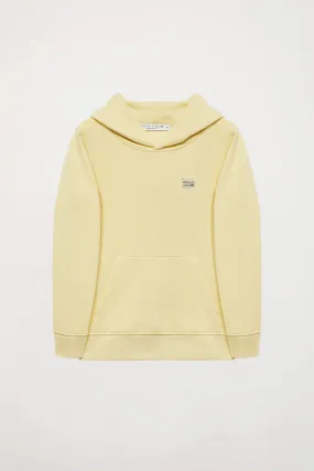 Sudadera orgánica de capucha y bolsillos amarilla Neutrals kids con logo