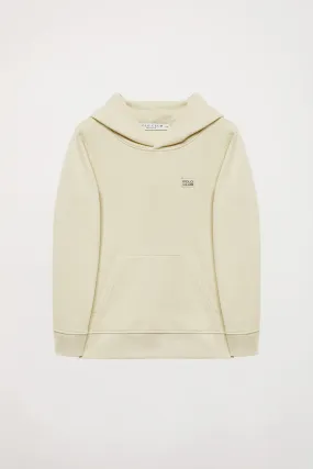 Sudadera orgánica de capucha y bolsillos beige Neutrals kids con logo