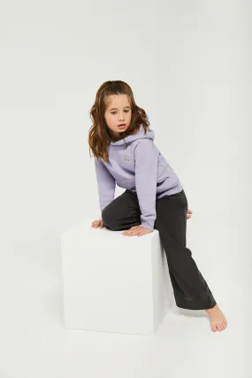 Sudadera orgánica de capucha y bolsillos lavanda Neutrals kids con logo