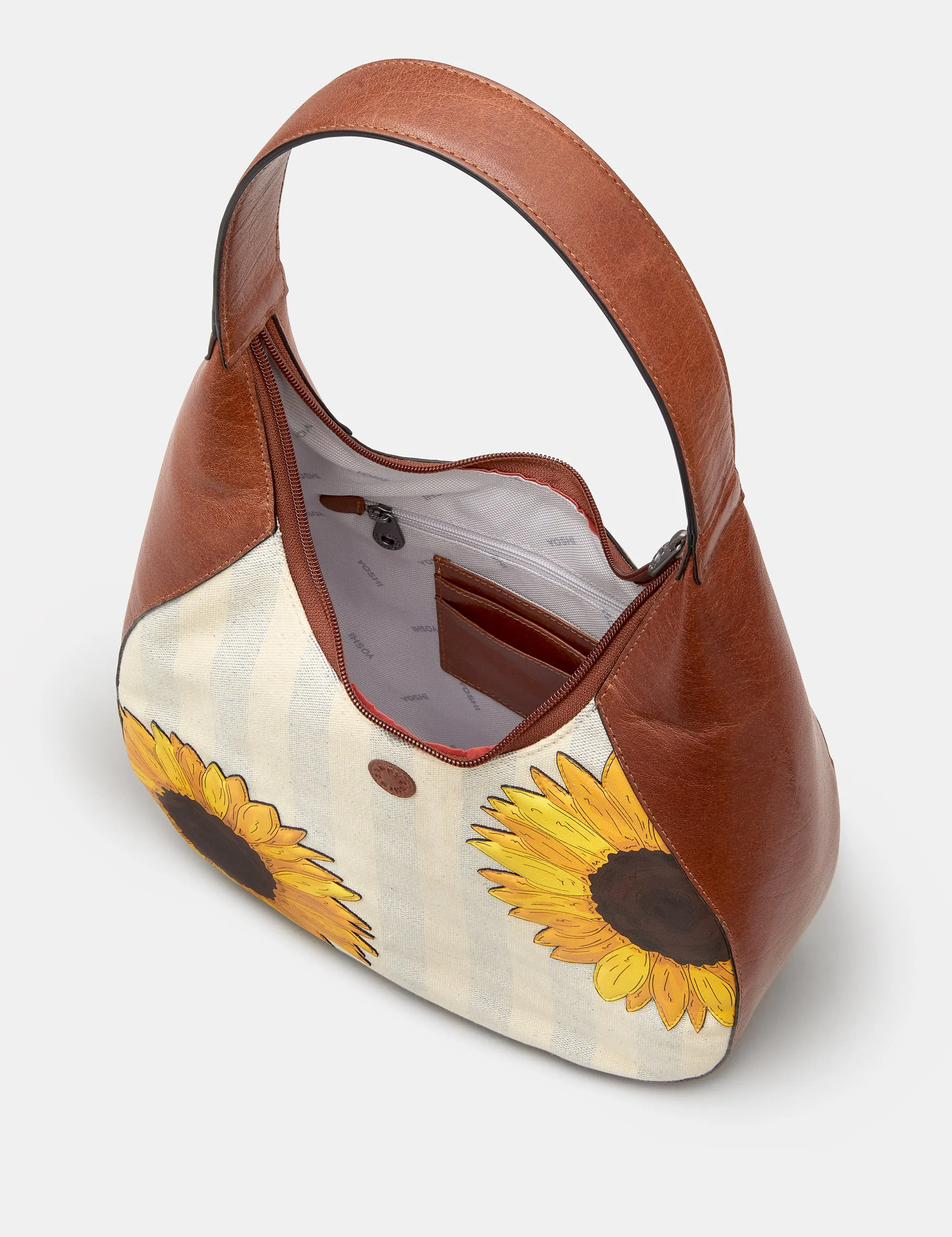 Sunflower Bloom Leather And Canvas Shoulder Bag