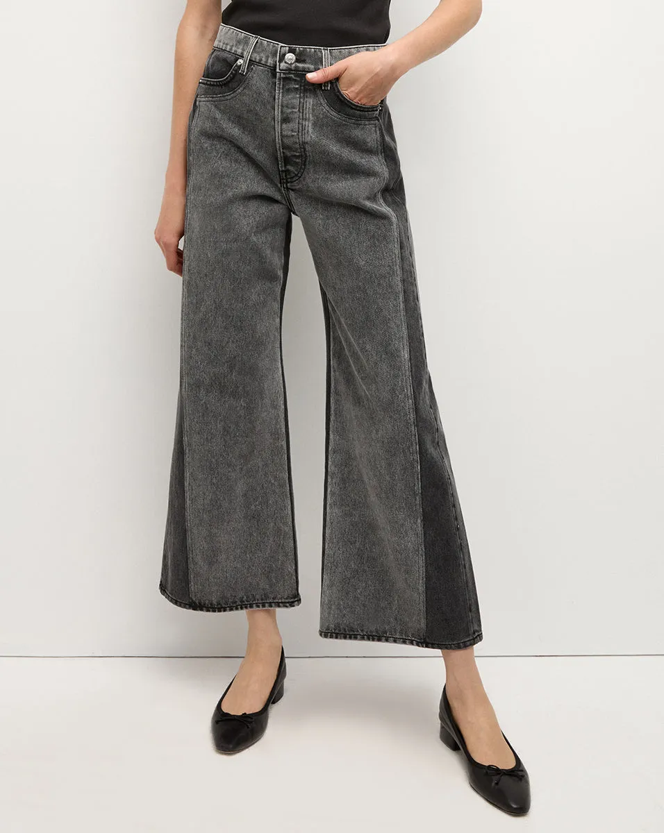 Taylor Two-Tone Cropped Wide-Leg Jean