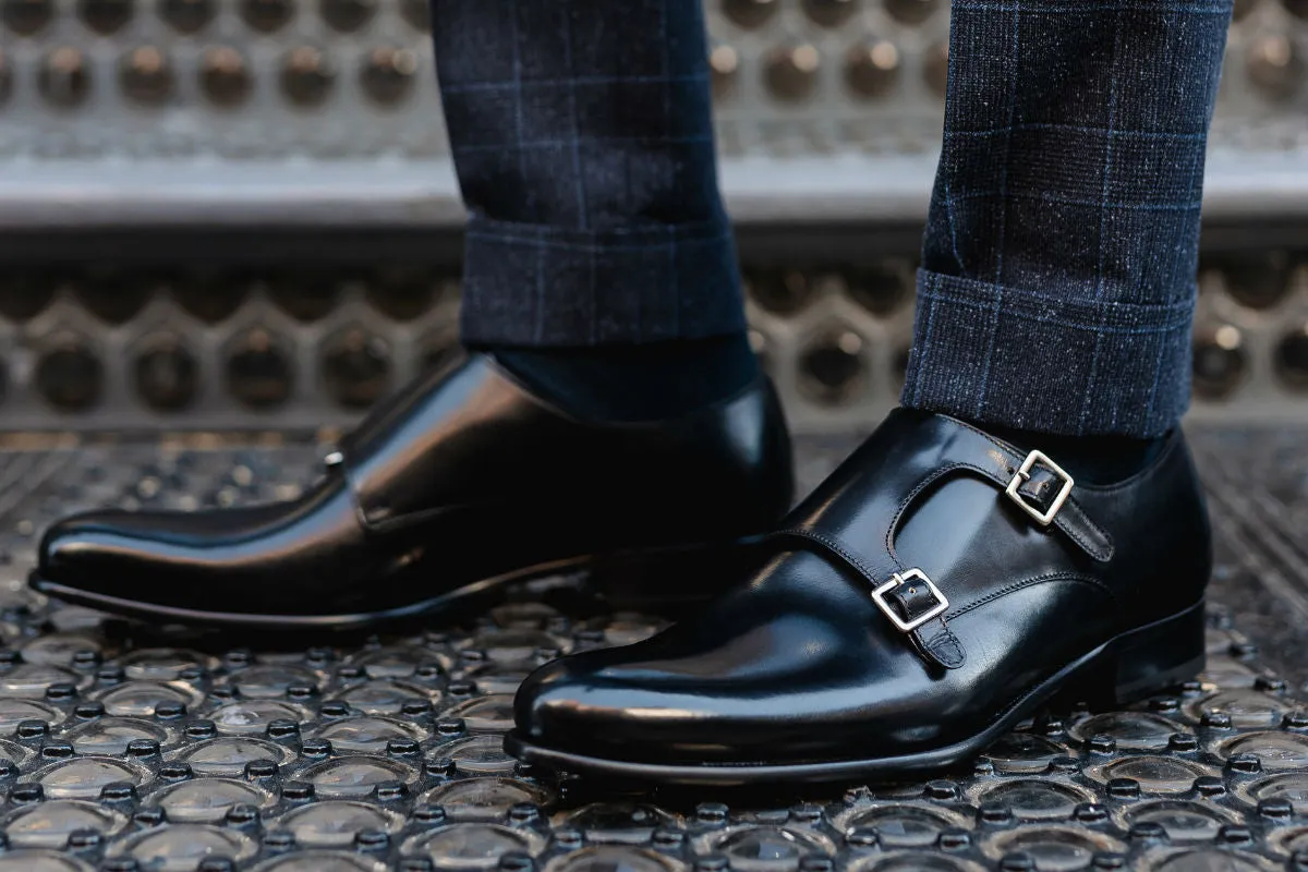 The Poitier Double Monk Strap - Nero