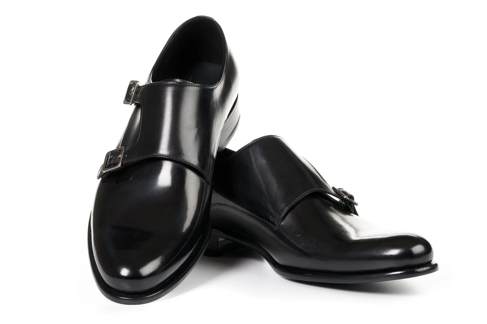 The Poitier Double Monk Strap - Nero