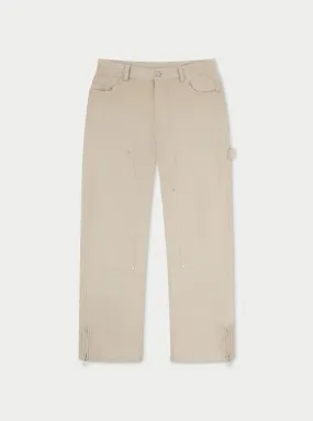 TWILL RIVET DETAIL CARPENTER PANT - BEIGE