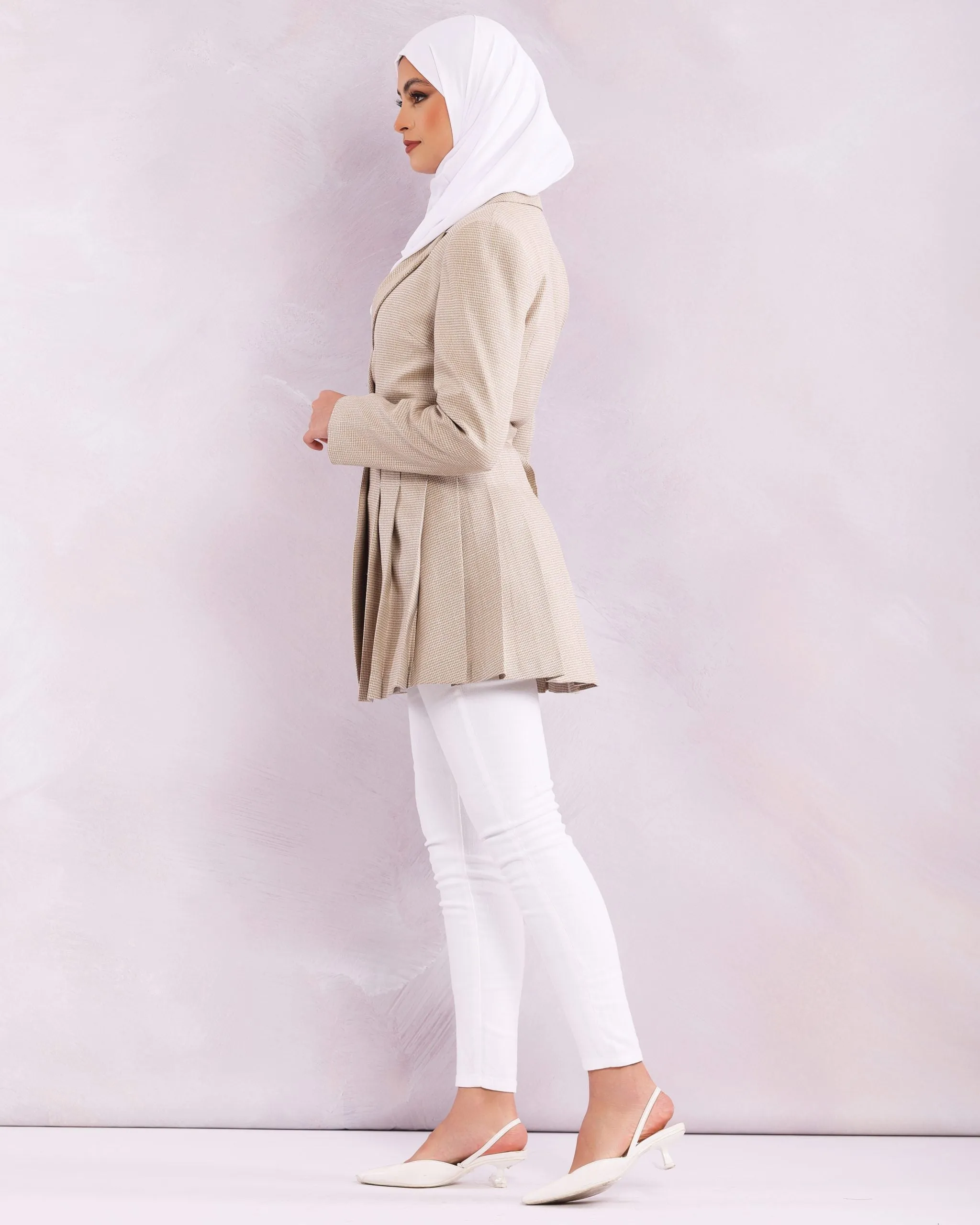 Veste Plissée Beige