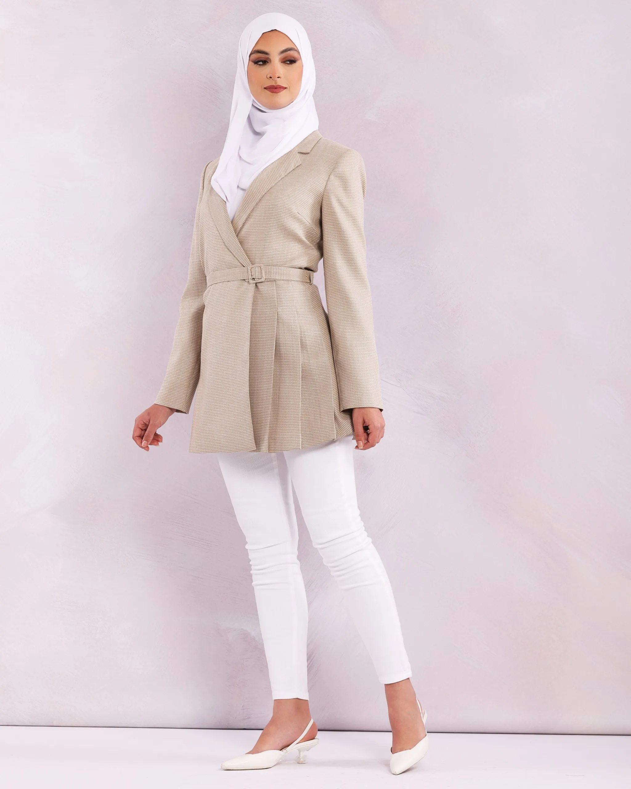 Veste Plissée Beige